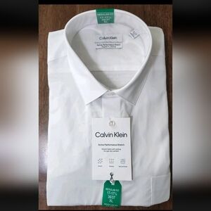 Calvin Klein White Performance Stretch Dress Shirt